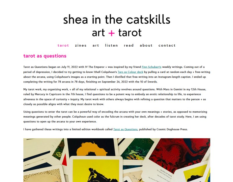 Shea in the Catskills: Reimagining Tarot Through Inquiry